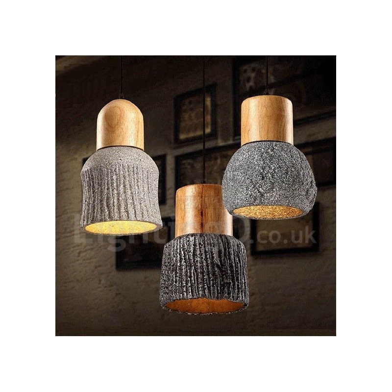 Retro Vintage Wood Concrte Pendant Light