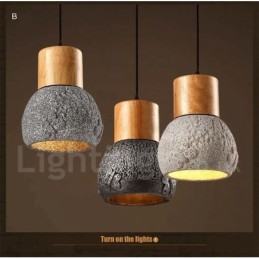 Retro Vintage Wood Concrte Pendant Light