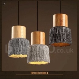 Retro Vintage Wood Concrte Pendant Light