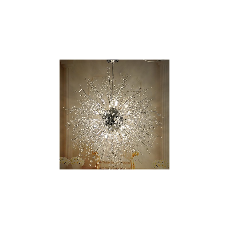 Modern Lantern Globe Crystal Chrome Metal Flush Mount