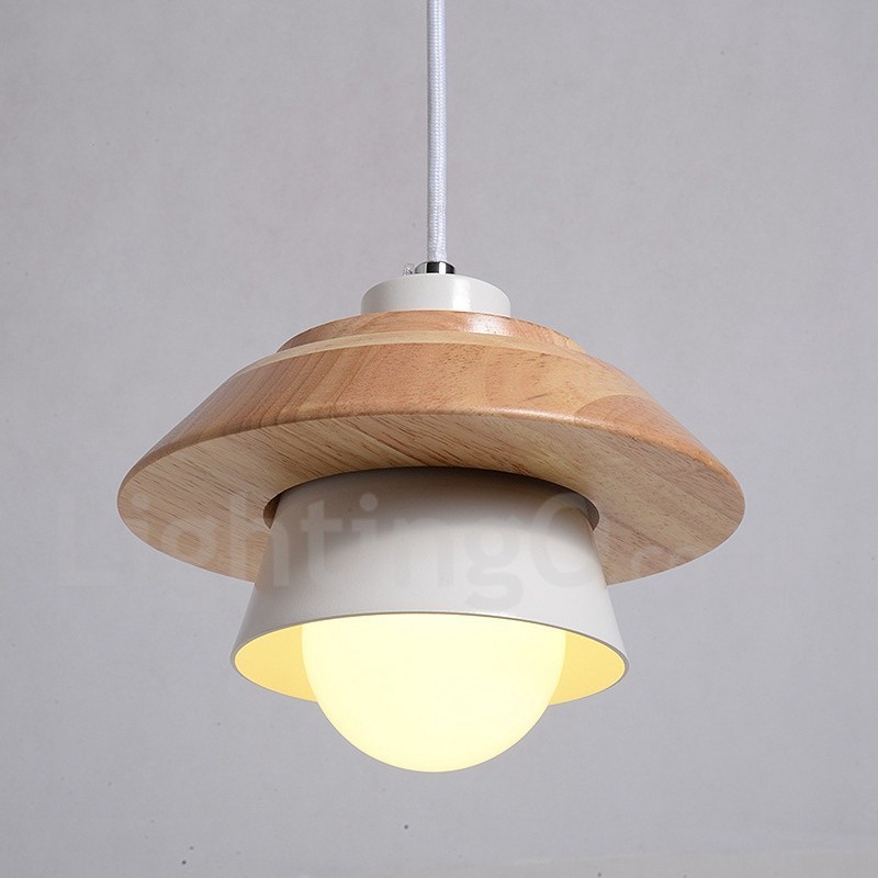 Metal Wood 1 Light Pendant Light