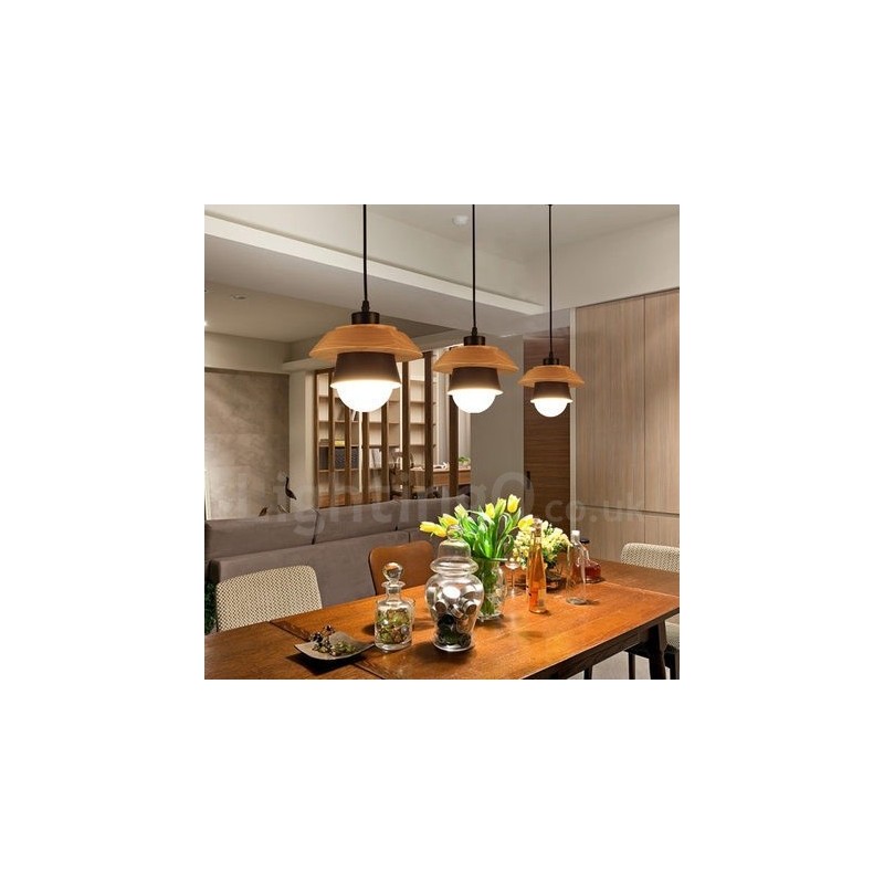 Metal Wood 1 Light Pendant Light