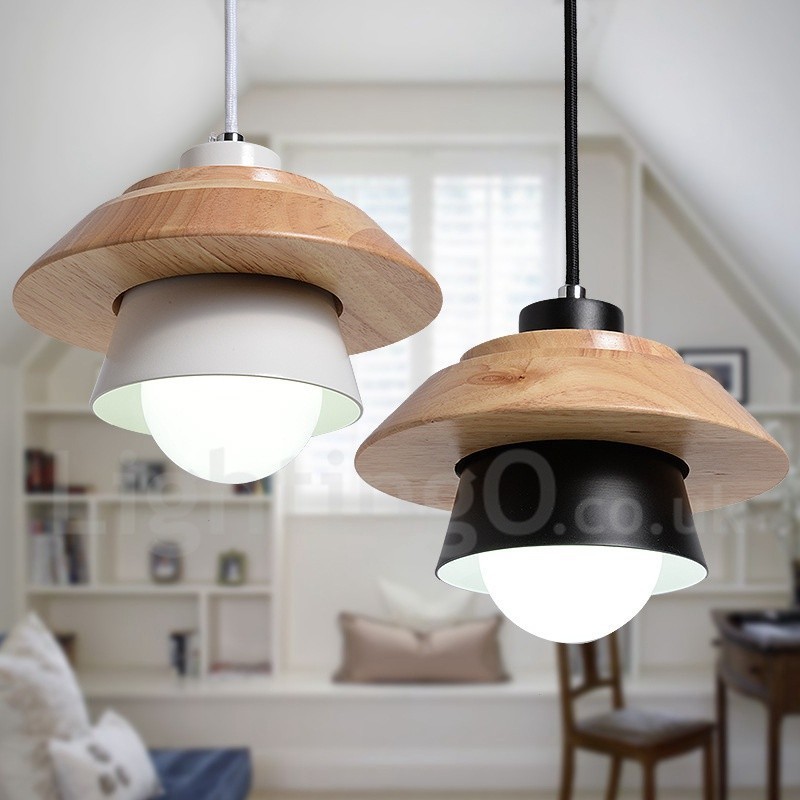 Metal Wood 1 Light Pendant Light