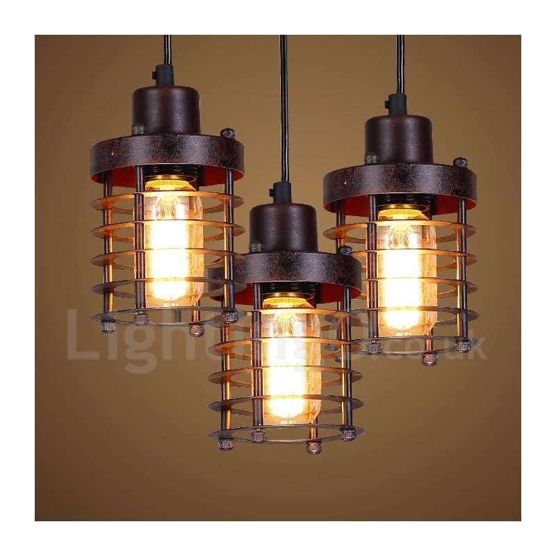 1 Light Retro Vintage Copper Pendant Light