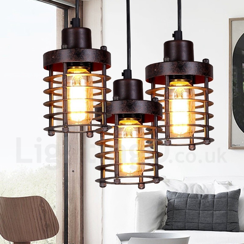 1 Light Retro Vintage Copper Pendant Light