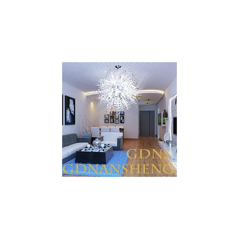 Modern Lantern Globe Crystal Chrome Metal Flush Mount