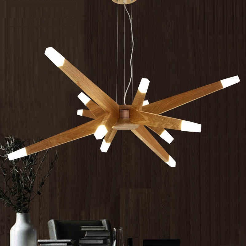 Modern Contemporary Wood 12 Light Pendant Light