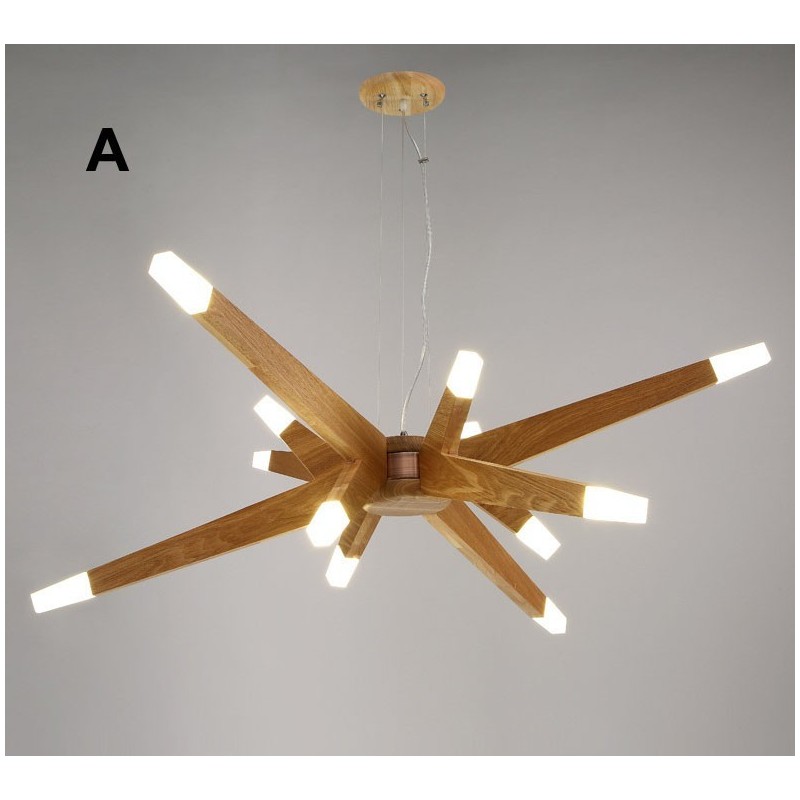 Modern Contemporary Wood 12 Light Pendant Light