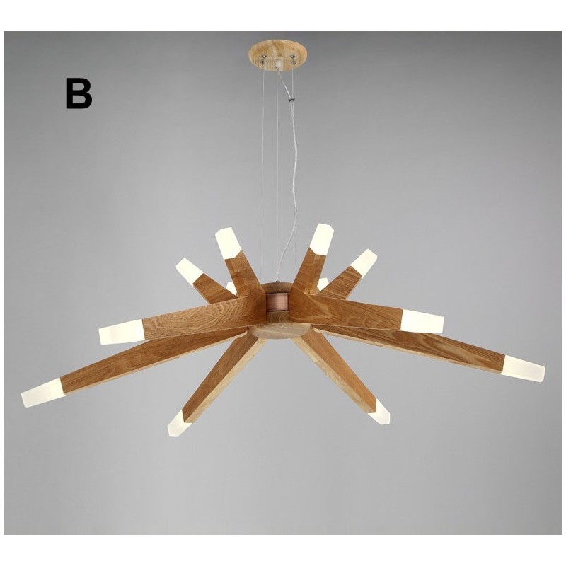 Modern Contemporary Wood 12 Light Pendant Light