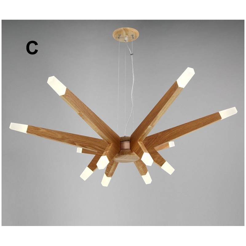 Modern Contemporary Wood 12 Light Pendant Light