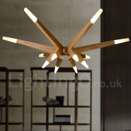 Modern Contemporary Wood 12 Light Pendant Light