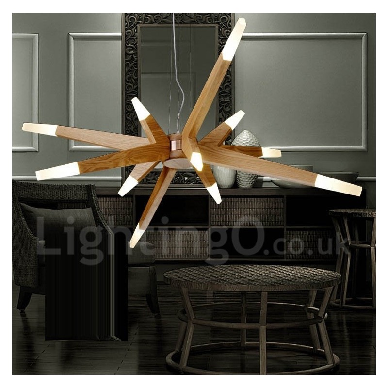 Modern Contemporary Wood 12 Light Pendant Light
