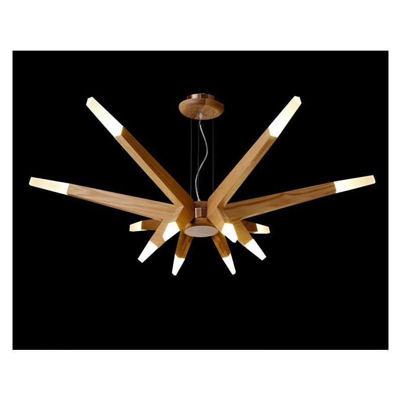 Modern Contemporary Wood 12 Light Pendant Light
