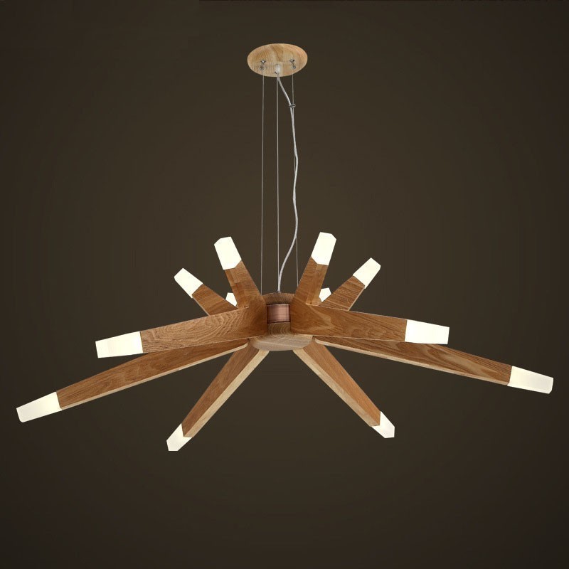 Modern Contemporary Wood 12 Light Pendant Light