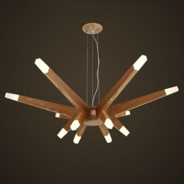 Modern Contemporary Wood 12 Light Pendant Light