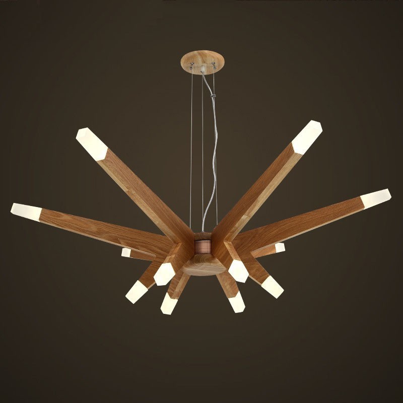 Modern Contemporary Wood 12 Light Pendant Light