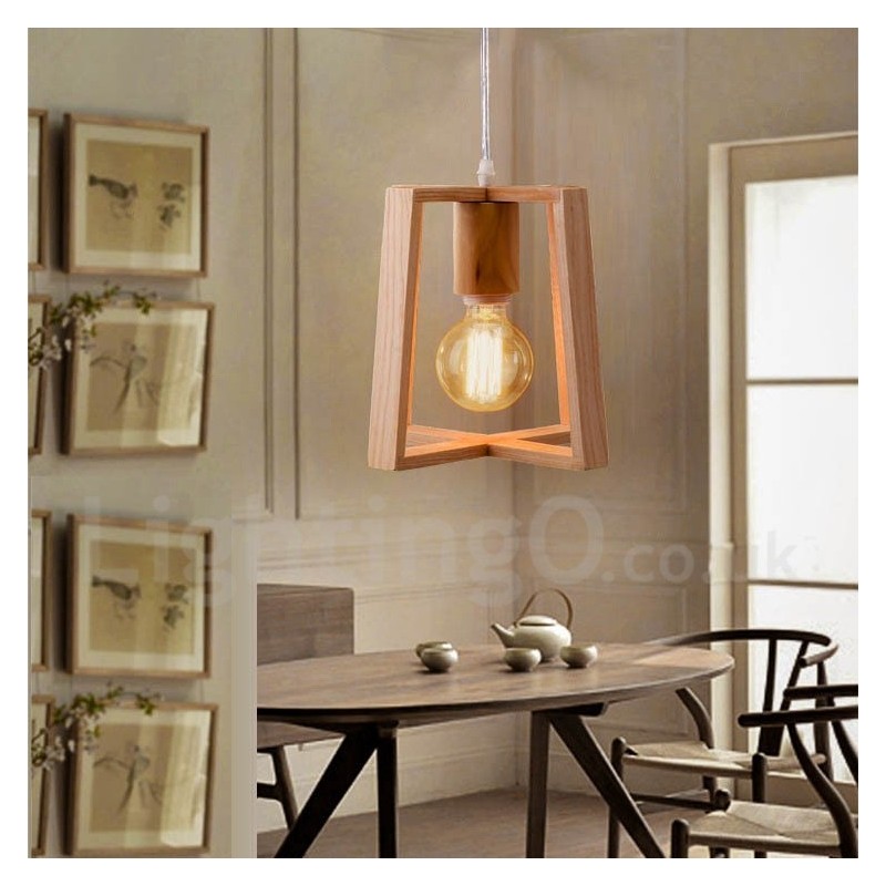 Wooden Modern Contemporary 1 Light Pendant Light