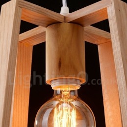 Wooden Modern Contemporary 1 Light Pendant Light