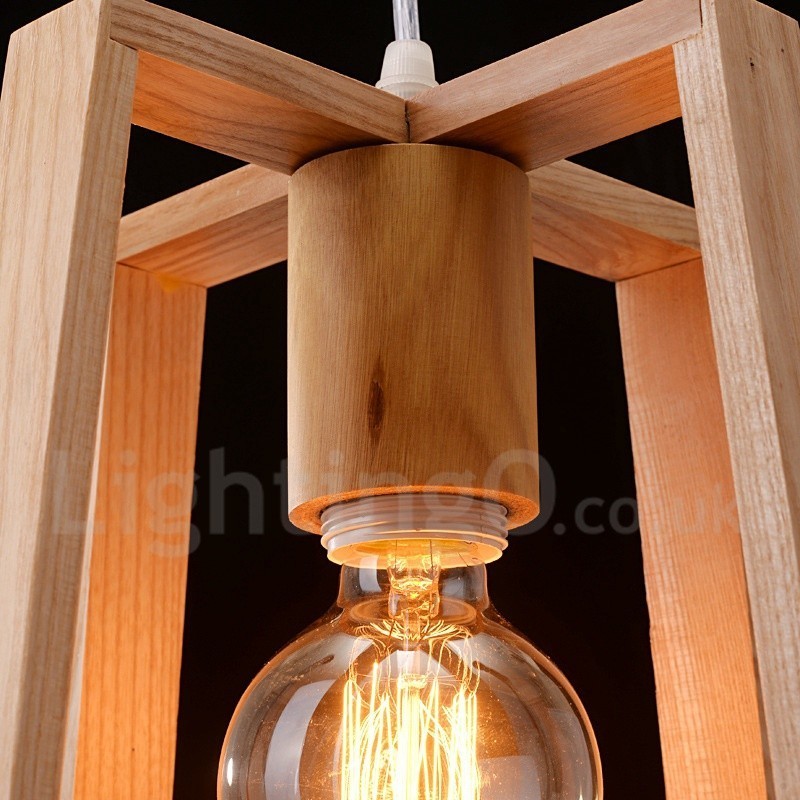 Wooden Modern Contemporary 1 Light Pendant Light