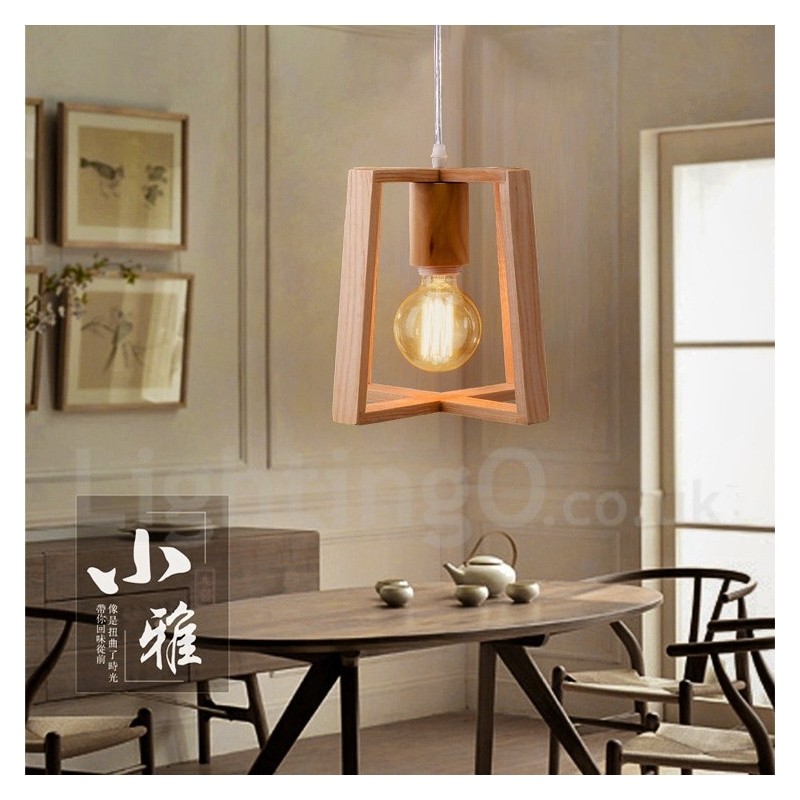 Wooden Modern Contemporary 1 Light Pendant Light