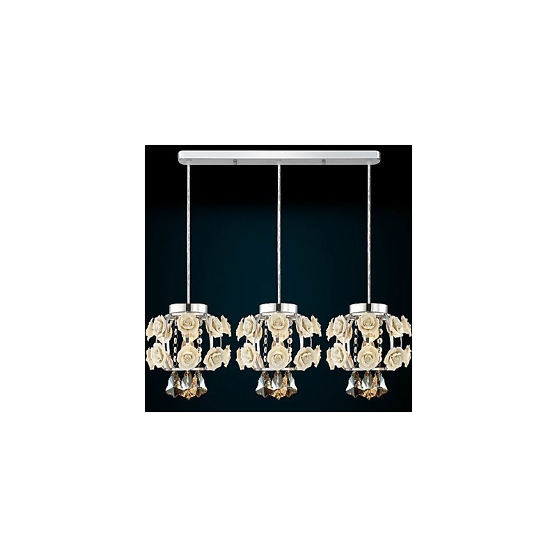 Flowers and Crystal Chandelier Pendant Light