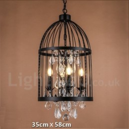 Retro Vintage Metal 4 Light Birdcage Pendant Light
