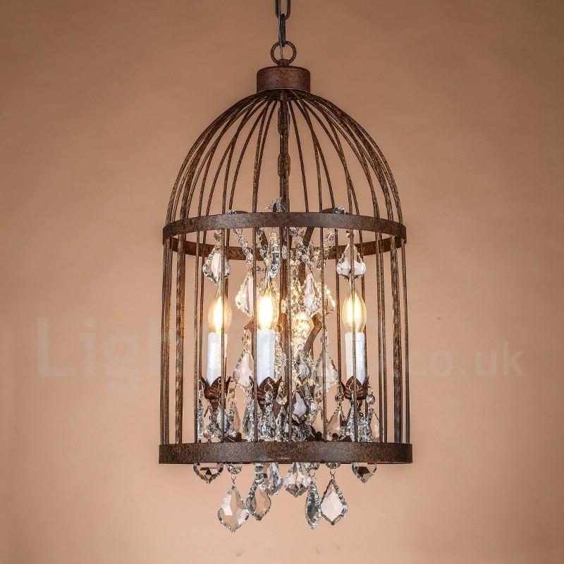 Retro Vintage Metal 4 Light Birdcage Pendant Light