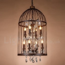 Retro Vintage Metal 8 Light Birdcage Pendant Light