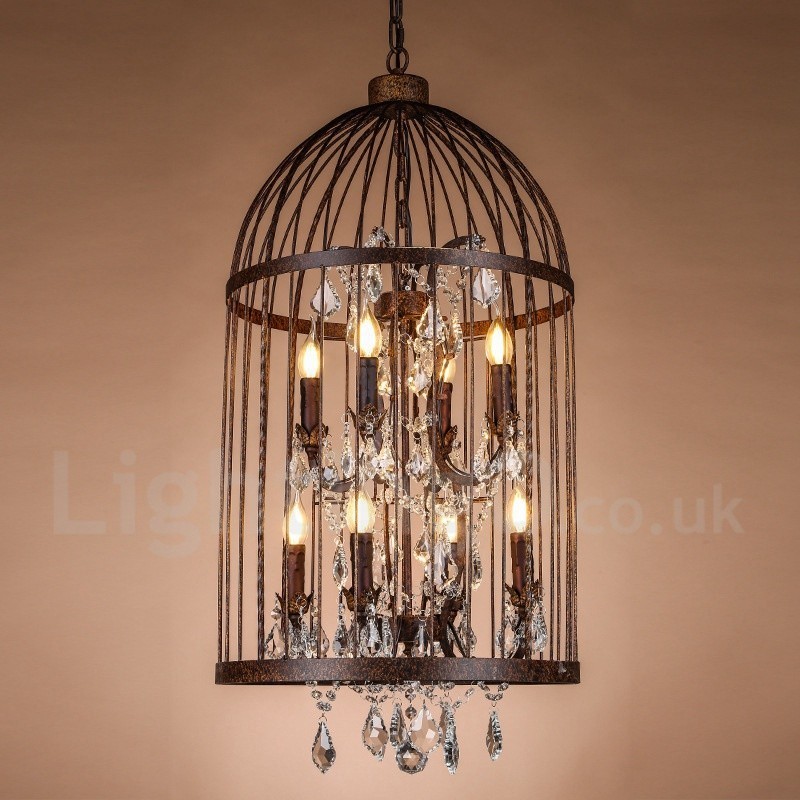 Retro Vintage Metal 8 Light Birdcage Pendant Light