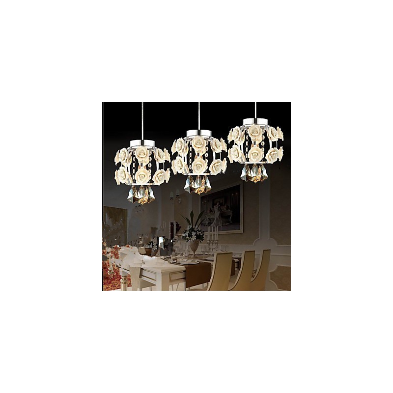 Flowers and Crystal Chandelier Pendant Light