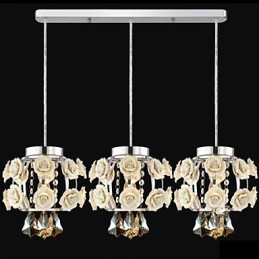 Flowers and Crystal Chandelier Pendant Light
