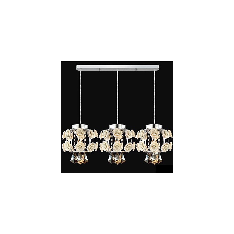 Flowers and Crystal Chandelier Pendant Light