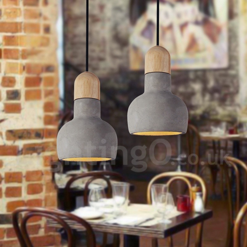 Retro Vintage Wood Concrte Single Light Pendant Light