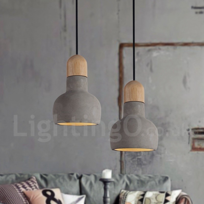 Retro Vintage Wood Concrte Single Light Pendant Light