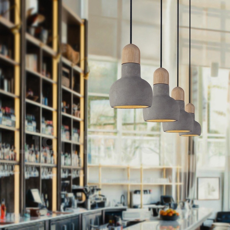 Retro Vintage Wood Concrte Single Light Pendant Light