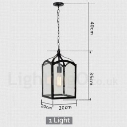 Metal Rustic Lodge Pendant Light with Glass Shade