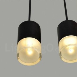 For 3 Light Black Pendant Light with Glass Shade