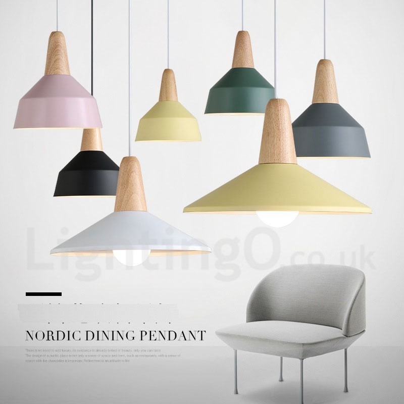 Modern Contemporary Wood Metal Multi Colors Pendant Light