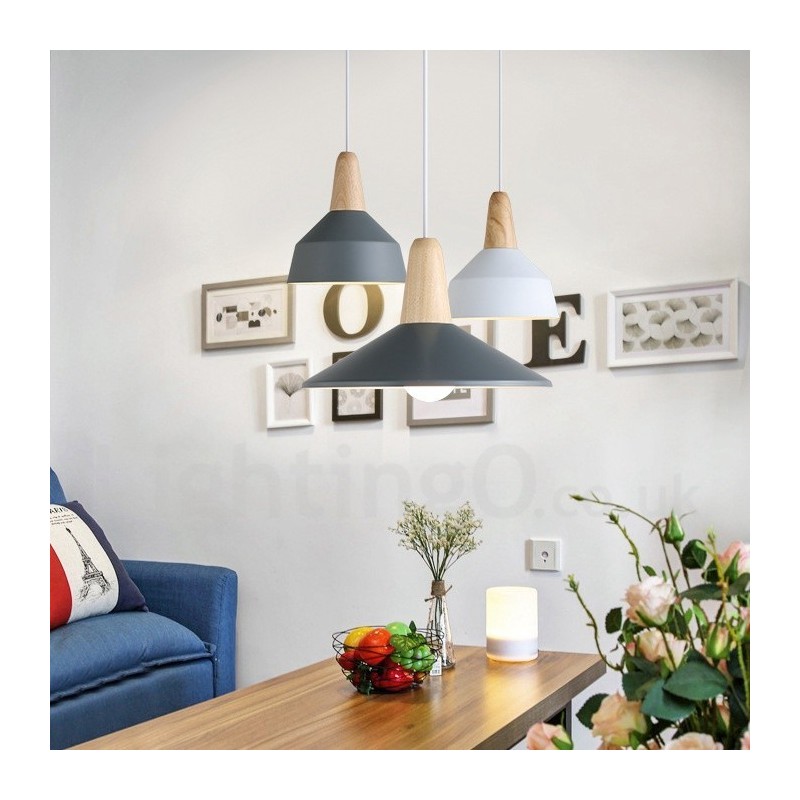 Modern Contemporary Wood Metal Multi Colors Pendant Light