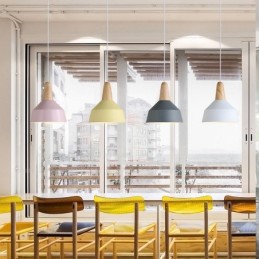 Modern Contemporary Wood Metal Multi Colors Pendant Light