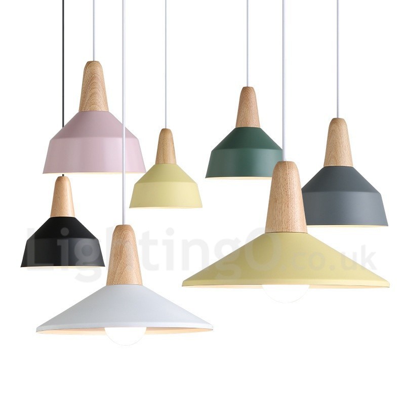 Modern Contemporary Wood Metal Multi Colors Pendant Light