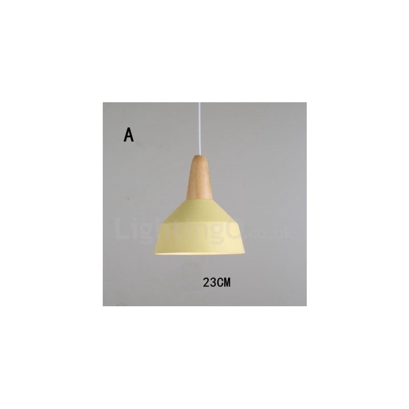 Modern Contemporary Wood Metal Multi Colors Pendant Light