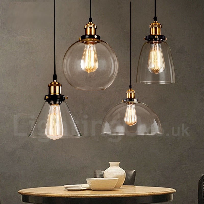 Retro Vintage Pendant Light with Glass Shade Lamp