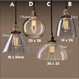 Retro Vintage Pendant Light with Glass Shade Lamp