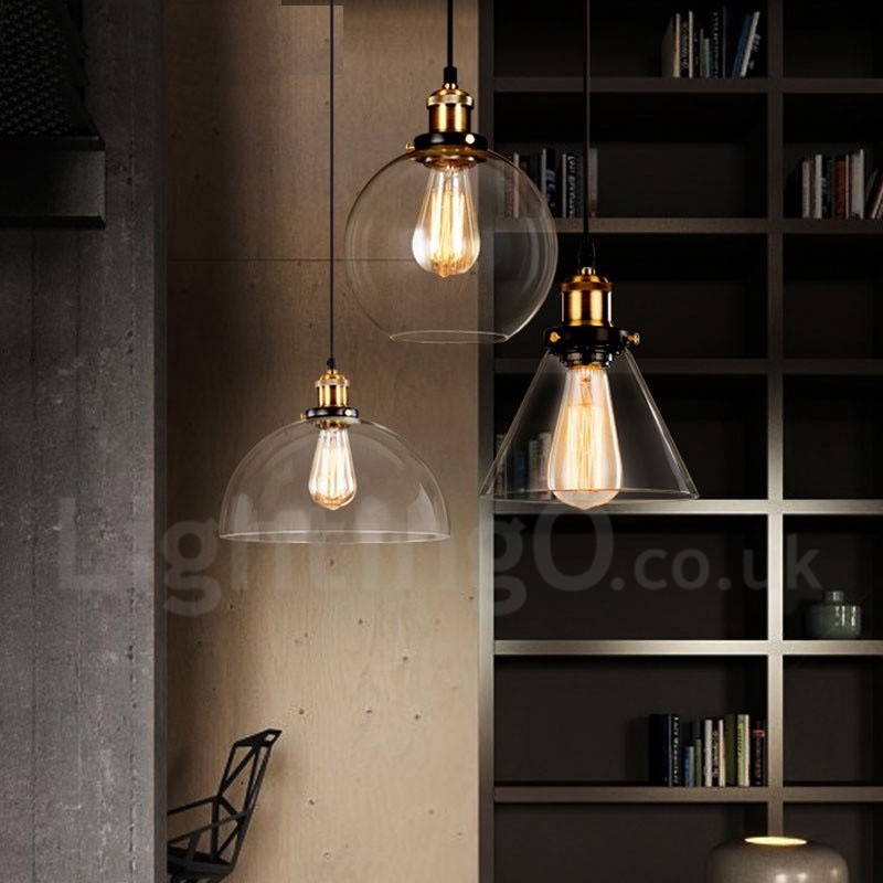 Retro Vintage Pendant Light with Glass Shade Lamp