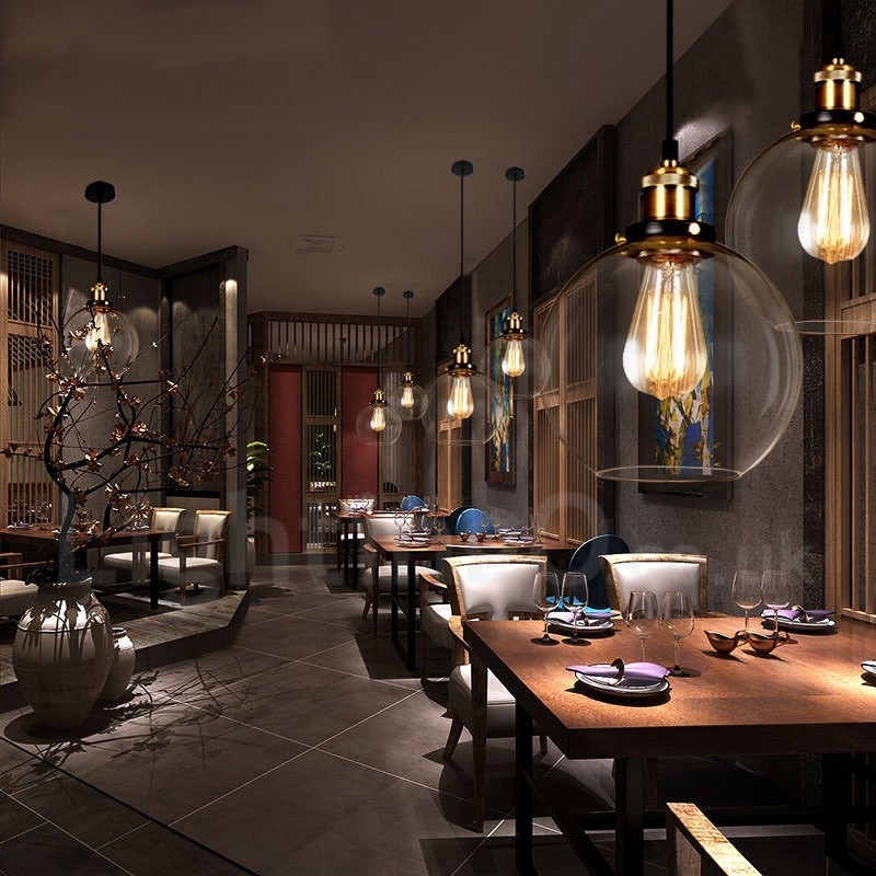 Retro Vintage Pendant Light with Glass Shade Lamp