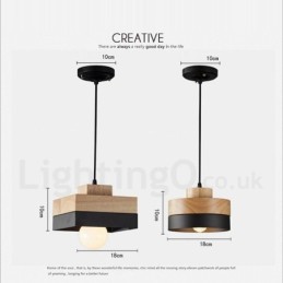 Modern Contemporary Wood Metal Wood Pendant Light