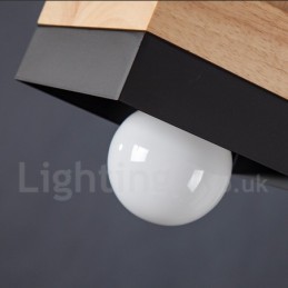 Modern Contemporary Wood Metal Wood Pendant Light