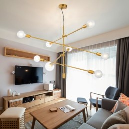 6 Light Copper Chandelier with Glass Shade Lamp