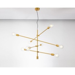 6 Light Copper Chandelier with Glass Shade Lamp